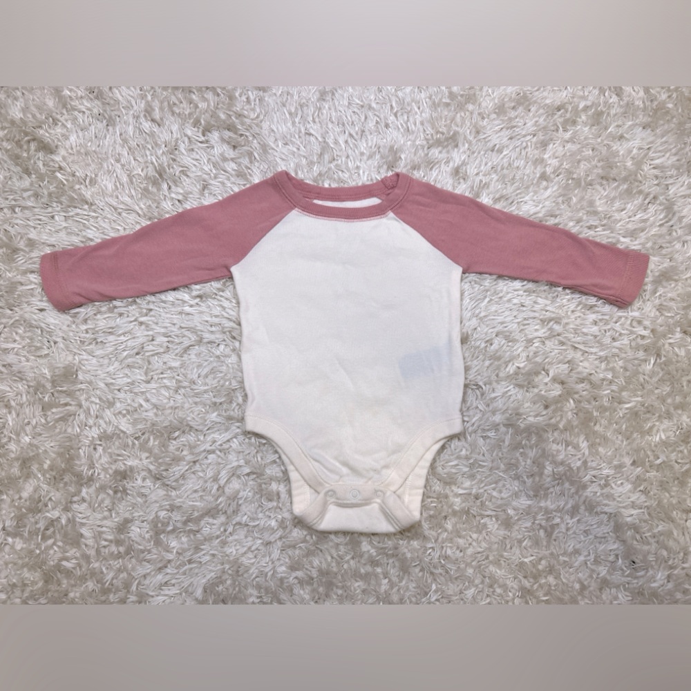 OLD NAVY || Infant (3-6M) Pink/Cream Baseball Tee Style Onsie